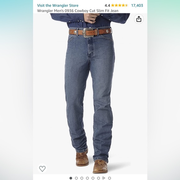 WORN TEICE, DONT FIT WRANGLER SLIM FIT COWBOY CUT ROUGH STONE JEANS 32x30 - Picture 3 of 4